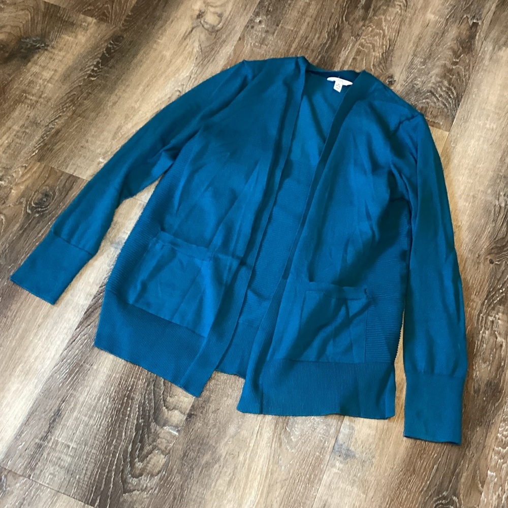 Time and Tru Deep Turquise Cardigan Sweater
